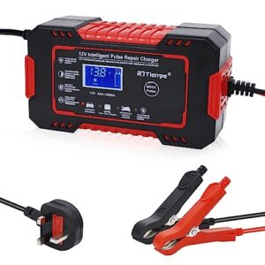 12V 6A Car Battery Charger Automatic Smart Charging Battery Trickle Charger 12V Battery Maintainer with Repair Function Temperature Compensation For Car Motorcycle Lead Acid Batteries (UK Plug)