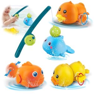 Toys for 2 Year Old Boys Mold Free Bath Toys Magnetic Fishing Games Bathtub Duck Whale Bath Time No Mould Bath Toys Summer Water Pool Toys for Toddlers Kids Age 18 Months 2 3+ Year Olds Boys Girls