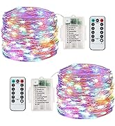 Lezonic [2 Pack] Fairy Lights Battery, 120LEDs 13M 8 Modes String Lights Battery Operated, Fairy ...