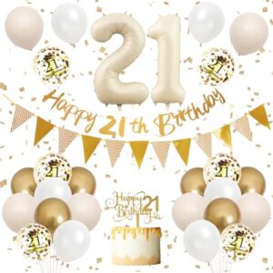 21st Birthday Decorations Sand White Gold