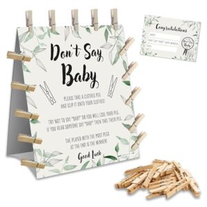 Baby Shower Games – DON’T SAY BABY – 20 Players | Clothes Peg Baby Shower game | Table Decoration | Winner Prize included for boy