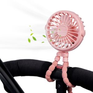 Qoier Stroller Fan Baby Stroller Fan 3 Speeds Handheld Fan with Night Light Clip on Fan USB Rechargeable