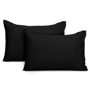 Imperial Rooms Pillow Cases 2 Pack Brushed Microfibre Pillow Covers (Black