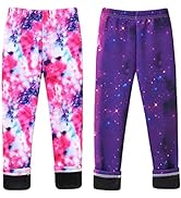 FedMois 2 Pack Girls Thick Leggings Fleece Lined Winter Warm Printed Thermal Pants Tights