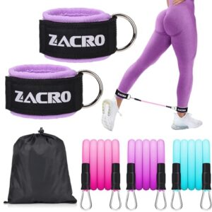 Zacro Ankle Resistance Bands with Cuffs - Resistance Bands Set with Ankle Strap for Women & Men - Glutes Workout Equipment for Home Workouts