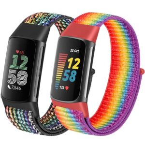 YCHDDER Solo Loop Nylon Straps Only Compatible with Fitbit Charge 6 Straps/Fitbit Charge 5 Straps for Women Men