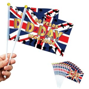 10 Pcs D Day 80th Anniversary Decorations Flags on Stick