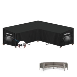 SIMPHAUS Patio Sofa Cover Garden V-Shape Furniture Covers Outdoor Covers for Garden Sofa Waterproof Cover Windproof Outdoor Corner Cover Anti-UV 420D Oxford Fabric 235x235x90x80/60cm