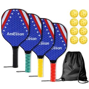 Amicoson Pickleball Paddles - Pickleball Set of 4 Paddles
