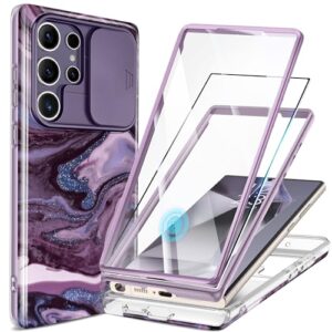 GVIEWIN Compatible with Samsung S24 Ultra Case Galaxy with Slide Camera Cover+Screen Protector