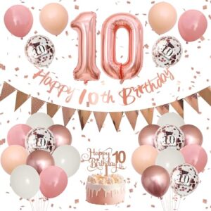 10th Birthday Decorations Retro Pink Rose Gold