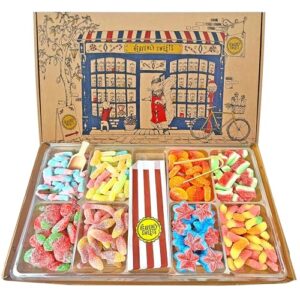 Extra Large Luxury Fizzy Sour Sweets Gift – 1.2kg Retro Sweet Shop in a Box - Pick and Mix Sweets Hamper for Birthday