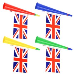 4 PCS Vuvuzela Stadium Horn with Union Jack Flags
