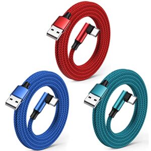 USB C Charger Cable 3Pack 1.8M/6FT USB Type C Charger Fast Charging Cable Right Angle USB TO USB C Cable Nylon Braided for Samsung Galaxy S21 S20 S10 S9 S8 Note 10 9 8
