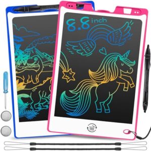 LCD Drawing Boards Writing Board - 8.8 Inch Colourful Drawing Board Learning Gift Toy 2 Pack Electronic Erasable Writing Boards with Pen Magic Drawing Pad for Boys Girls 0-6 Years