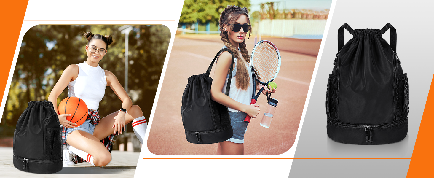 Unisex Drawstring Backpack Waterproof Gym Bag Large Oxford PE Bag