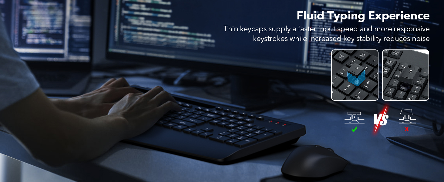 Full-Size Ergonomic Keyboard with Wrist Rest