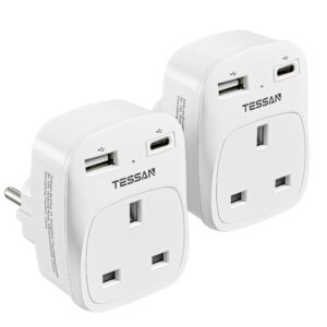 UK to European Travel Plug Adapter