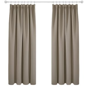 Deconovo Solid Thermal Insulated Curtains Tape Top Blackout Curtains for Bedroom 46 x 72 Taupe One Pai