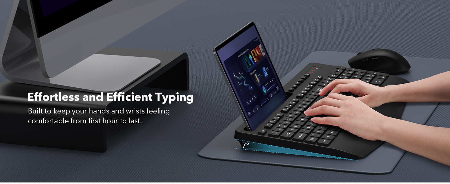 Full-Size Ergonomic Keyboard with Wrist Rest