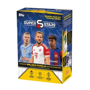 Topps UCC Superstars 23/24 - Value Box - 8 packets of UEFA Superstars 2024 including 4 Golden Pixel Parallel cards (8 cards per packet/64 cards)