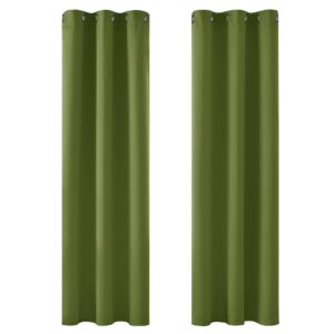 Deconovo Super Soft Thermal Insulated Curtains Blackout Curtains Eyelet Curtains for Bedroom Grass W42 x L84 Inch Two Panels