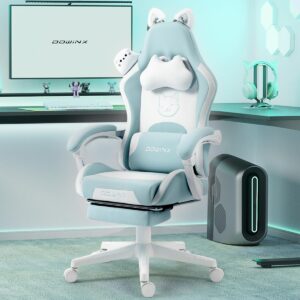 Dowinx Gaming Chair Cute with Cat Ears and Massage Lumbar Support