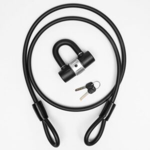 U Lock Padlock with Keys - 1.5M Cable Lock with Heavy Duty Padlock - Motorbike Lock High Security Outdoor Weatherproof - 16mm Rustproof Motorcycle Lock with Cable for Scooter