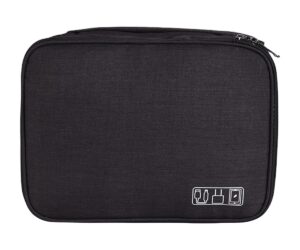 FAVORTALK Passport Holder Travel Accessories Organiser Case Portable Electronic Pouch Gadget Bag for Power Bank Mouse Stylus Pen Earphone SD Card USB Flash Drive Travel Wallet