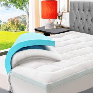 ELEMUSE Dual-layer Memory Foam Mattress Topper with Bamboo Pillow Top Cover for Back Pain Relief
