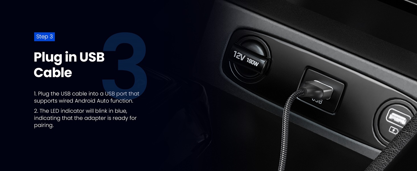 Android Auto Wireless Adapter. Plug in USB Port