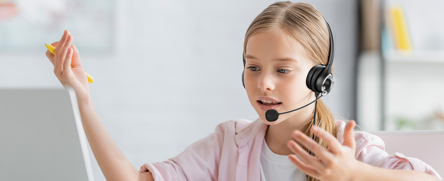 USB Headset with Microphone for PC Wired Headphones