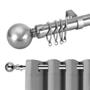 Hafaa Curtain Poles Plain Metal Ball Adjustable Decorative Window Curtain Pole Includes 120 to 210 cm Extendable Curtain Rod