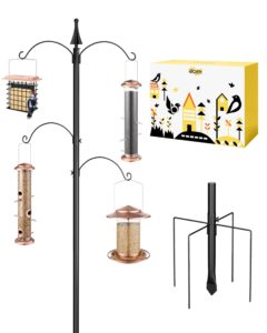 iBorn Bird Feeder Pole 1 Inch Thickness Pole Wild Bird Feeding Station Stand Shepard Hook for Bird Feeders
