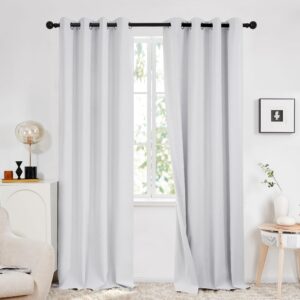 Deconovo 100% Blackout Curtains Solid Faux Linen Curtains Eyelet