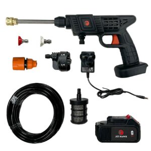 Jet Hawk – Portable Cordless High-Pressure Washer As Seen on High Street TV - Use Any Water Source – 6 in 1 - Inc Spray Nozzles