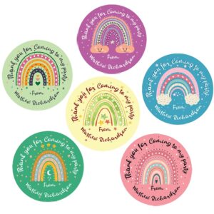 Papa Prints Pack of 48 Personalised Stickers for Party Bags (45 mm) Paper Rainbow Thank You Stickers Personalised Birthday Stickers Thank You for Coming to My Party Stickers Personalised