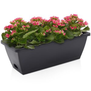 DKIEI 5 Pcs Large Flower Planter Outdoor Plastic Vegetable Plant Pot With Drainage Holes & Tray