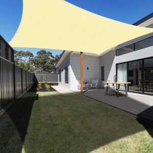 Ankuka Sun Shade Sail 4m x 5m Beige Rectangular Waterproof Garden Sun Sail Outdoor Patio Party Sunscreen Awning Canopy 98% UV Block With Rope