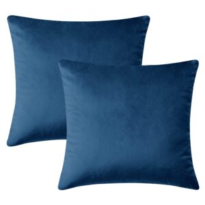 Hafaa Cushion Covers 45 x 45 cm (Pack of 2) - Crushed Velvet Square Throw Pillow Cases - Decorative Navy Cushions Cover 18x18 Inch for Sofa/Couch Living Room (18x18 Inches)
