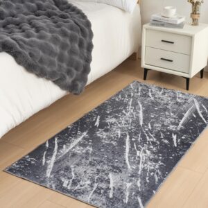 Vamcheer Machine Washable Modern Rug - 80x150CM Abstract Runner Rug for Doorway Entryway Soft Faux Short Pile Area Rugs for Living Room Non Slip Non Shedding Carpet for Bedroom Kitchen
