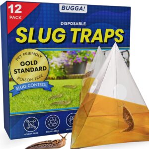 BUGGA! Slug Trap - 12 Slug Traps for Indoors and Outdoors - Disposable Beer Traps for Slugs