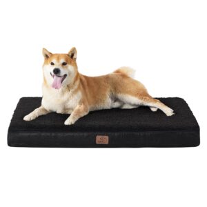 Bedsure Large Dog Bed Washable - Orthopedic Dog Pillow and Mattress Mat for Dog Crate with Removable Plush Sherpa Cover