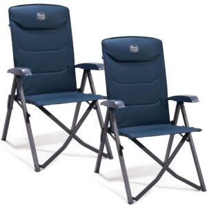 TIMBER RIDGE Camping Chairs for Adults Set of 2 Heavy Duty Portable Folding Garden Chairs