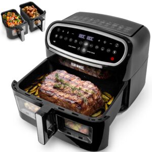 Duronic Dual Air Fryer with Visual Window AF34 Black and Silver