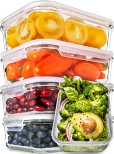 Glass Food Containers with Lids - Airtight Glass Meal Prep Containers - Glass Food Containers - Food Storage Containers with Lids - Glass Lunch Box (5 pack 880 ml - 1 Compartment)