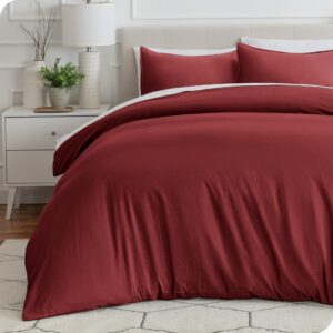 Bare Home Sandwashed Duvet Cover and Pillowcase Set - King Size - Premium 1800 Ultra-Soft - Lightweight - Cooling Duvet Cover - Bed Duvet Cover with 2 Pillowcases (King