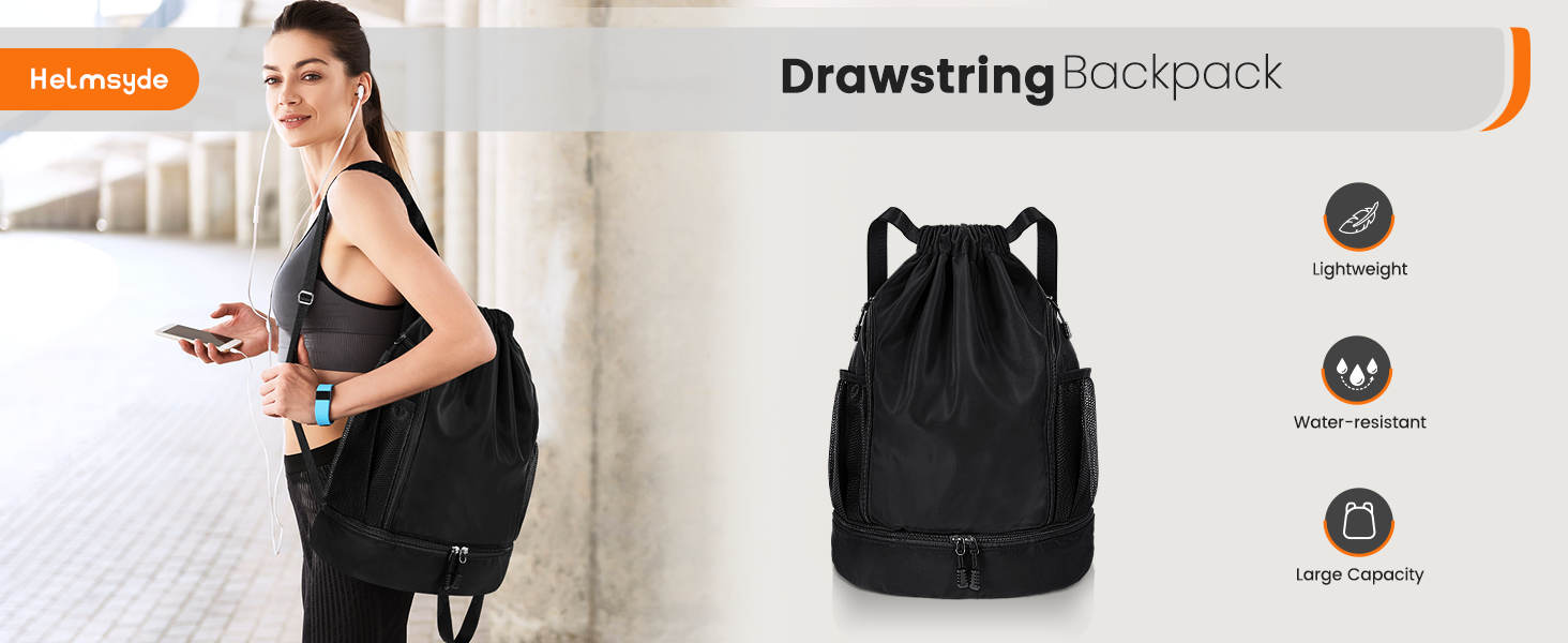 Unisex Drawstring Backpack Waterproof Gym Bag Large Oxford PE Bag