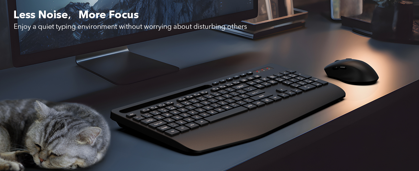 Full-Size Ergonomic Keyboard with Wrist Rest