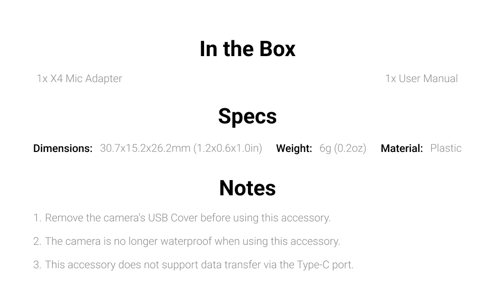 Insta360 X4 Mic Adapter